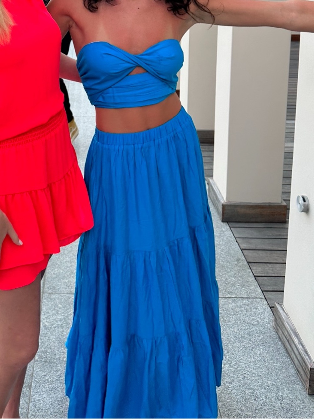 Princess Polly Turquoise Blue Strapless Twist Crop Top & Maxi Skirt Set